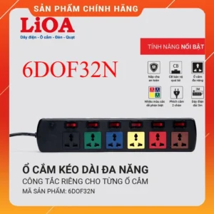 Ổ Cắm Lioa 6 Lỗ 6 Công Tắc Chính Hãng, An Toàn Tiện Lợi Cho Người Dùng